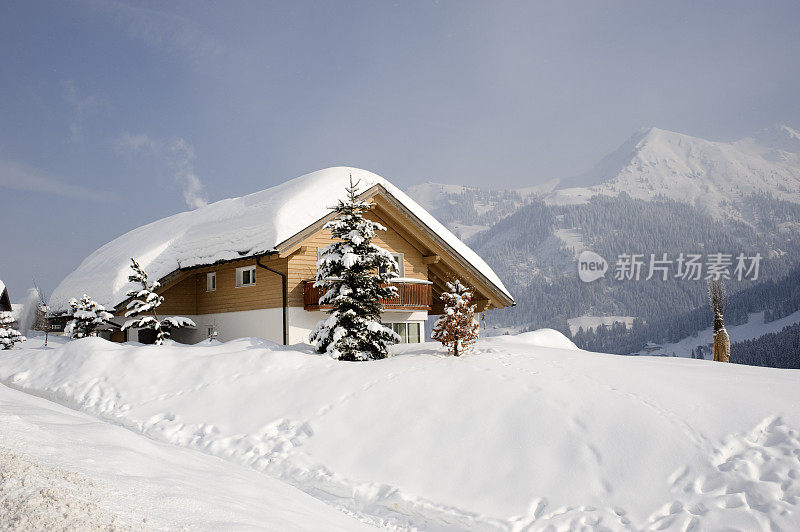 典型的木屋，Kleinwalsertal, Mittelberg，奥地利